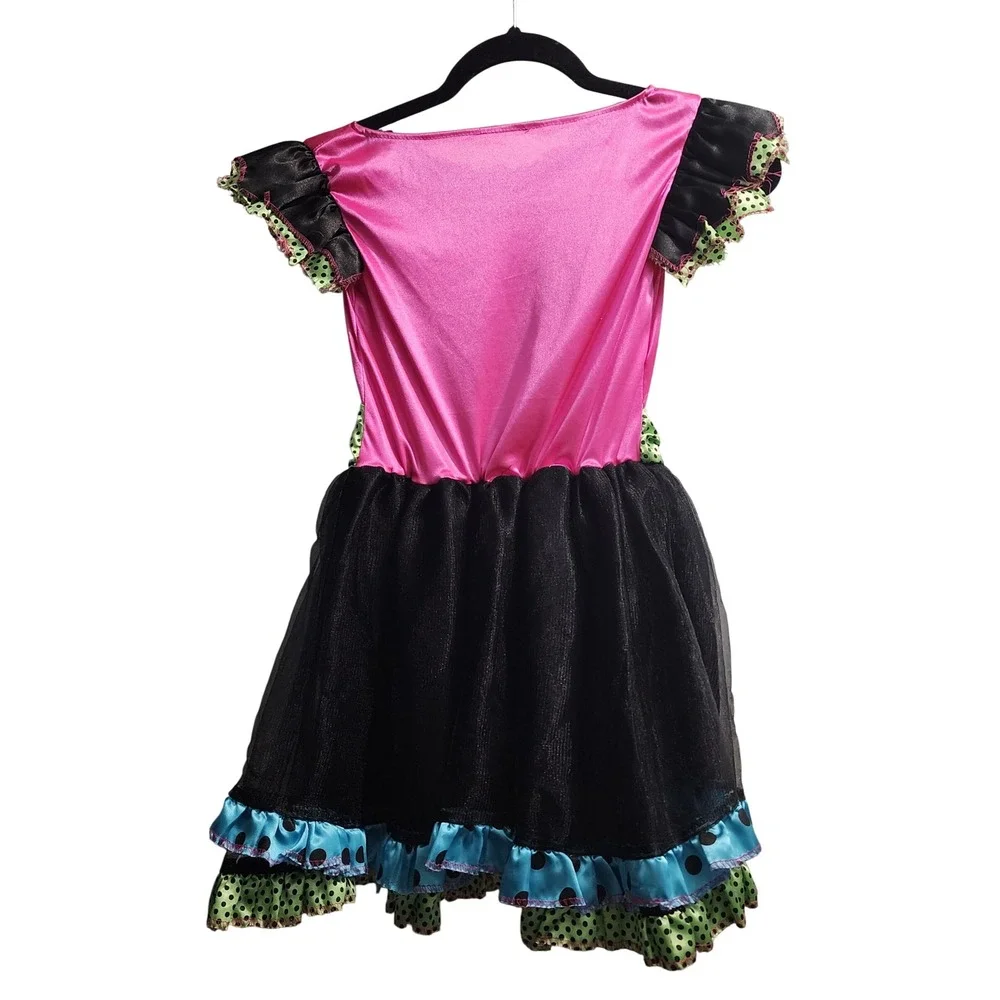 Kids Day of the Dead Sugar‎ Skull Dress Tutu Costume Pink Black